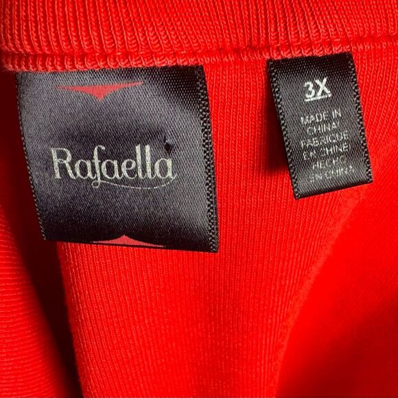 Rafaella 100% cotton red silver embellished short sleeve top size 3X - Picture 4 of 5